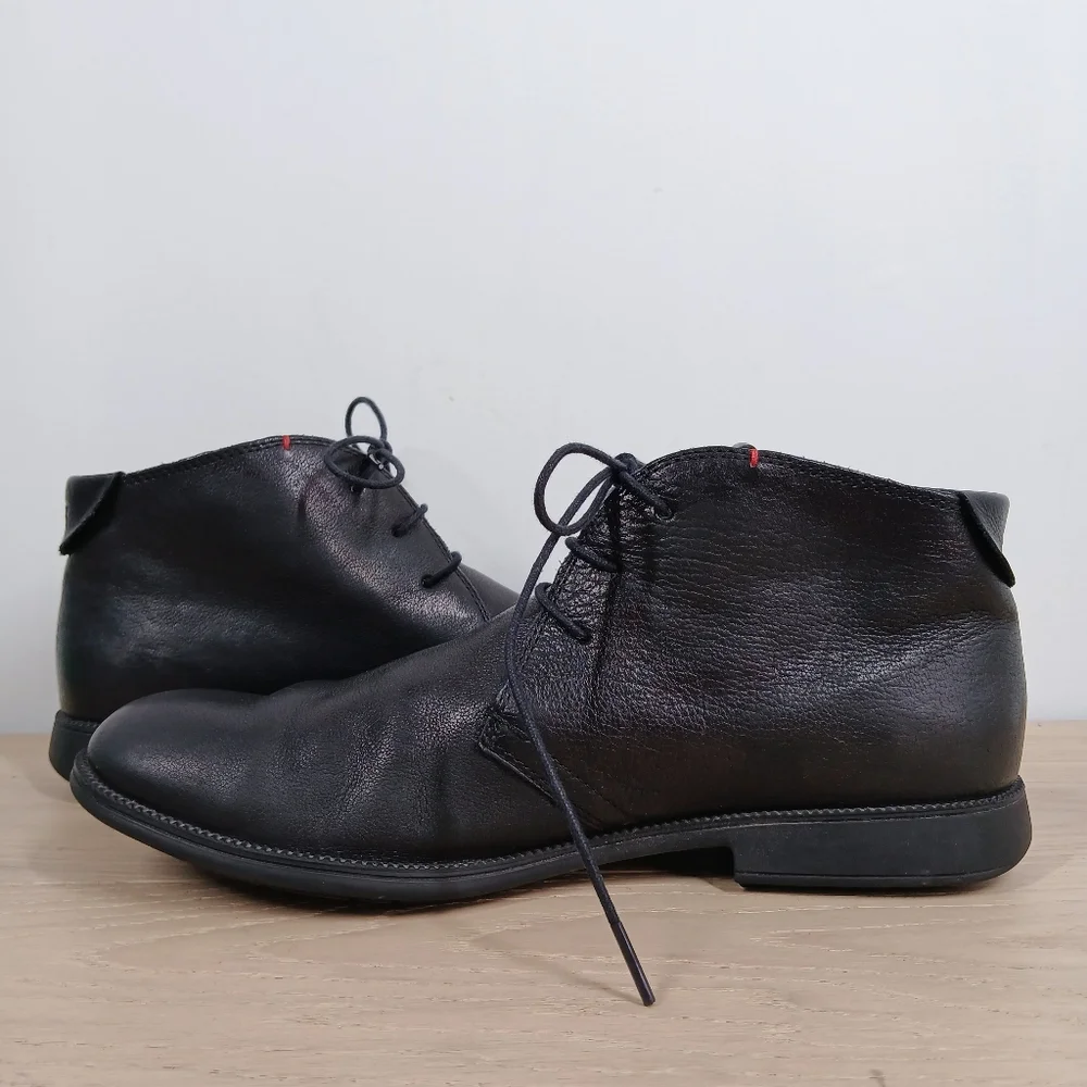 Camper Black Leather Lace-Up Chukka Ankle Boots Men's 10‎ Made in Spain